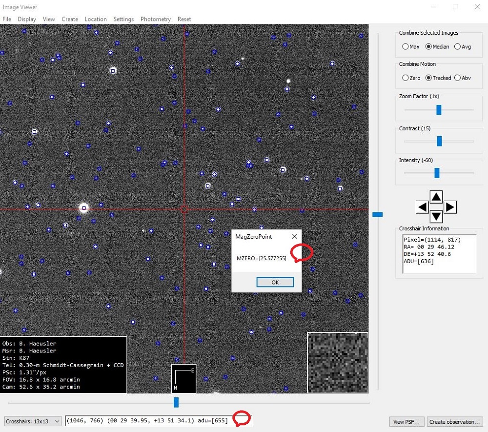 Determination of the MagZeroPoint  and ADU  in Tycho