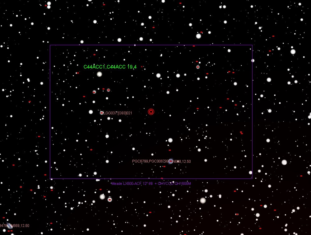 Position of the fast object C44ACC1 according to the NEO Planner plan