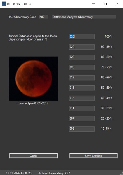 NEO Planner Moon restrictions