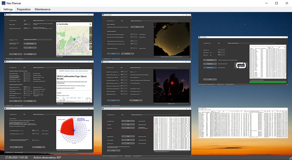 NEO Planner start screen